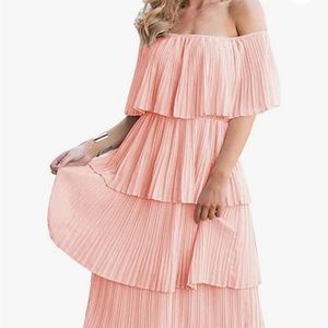 Womens Off The Shoulder Ruffle Dress NWT